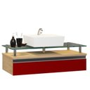 Ver imagem 2 de Gabinete Banheiro 60cm Ametista Vermelho/Freijo/Vinho