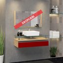 Ver imagem 1 de Gabinete Banheiro 60cm Ametista Vermelho/Freijo/Vinho
