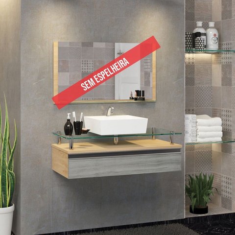 Gabinete Banheiro 60cm Ametista Cinza/Freijo/Rovere