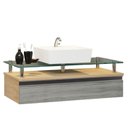 Ver imagem 2 de Gabinete Banheiro 60cm Ametista Cinza/Freijo/Rovere