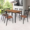 Ver imagem 1 de Conjunto Karina Flex 1,36m Tampo Laminado com 6 Cadeiras Preto/Fosco/Caramelo/Amendoa