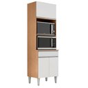 Ver imagem 1 de Paneleiro Torre Quente Armário de Cozinha 2 Portas 1 Gaveta Andréia 60cm MDP Amêndoa/Branco Vertical