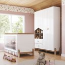 Ver imagem 1 de Conjunto Quarto de Bebê Berço 2 em 1 e Guarda-Roupa Yuri Branco/Jequitibá HP