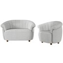 Ver imagem 1 de Kit Namoradeira 2 Lugares e Poltrona Decorativa Orgânica Perseu M03 Linho Cinza - Lyam Decor
