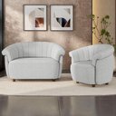 Ver imagem 2 de Kit Namoradeira 2 Lugares e Poltrona Decorativa Orgânica Perseu M03 Linho Cinza - Lyam Decor