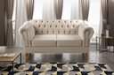 Ver imagem 1 de Sofá 2 Lugares Decoração Sara Recepção Dom Pedro Chesterfield Bege Claro