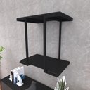 Ver imagem 1 de Prateleira Industrial Suspensa Estante Parede Nicho Preto Ferro e Madeira Suporte Pratileira