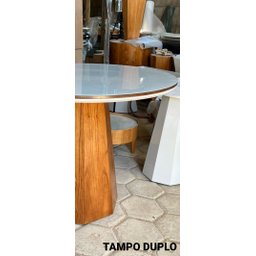 Mesa de Jantar Cone Base Mel com Tampo 90cm Mel/Off/Mel  Redondo - 2