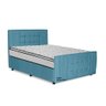 Cama com Cabeceira Casal Estofada Uvaia 140cm Suede: Azul Turquesa - 1