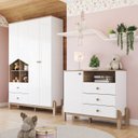Ver imagem 1 de Conjunto Quarto Infantil/Juvenil Guarda-Roupa e Cômoda Yuri Branco/Jequitibá HP