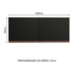 Armário de Cozinha Aéreo 120 x 50 cm 2 Portas Preto Reims Madesa  - 3