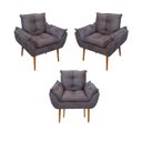 Ver imagem 1 de Kit 03 Poltronas Opala Confortável Sala, Quarto Cor:cinza