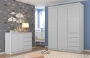 Ver imagem 2 de Jogo de Quarto com Guarda Roupa e Cômoda Diamante Cinza - Fbaby