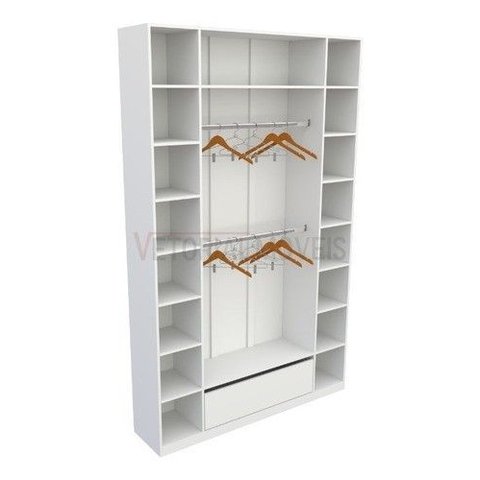 Armário Colmeia Cabideiro Gaveta M5 100% Mdf (closet Lojas) Vetorial Móveis Branco