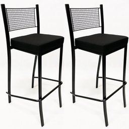 Kit 2 Banquetas alta para cozinha Empilhável preta assento em linho cor preto - Poltronas do Sul - 1
