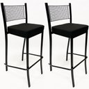 Ver imagem 1 de Kit 2 Banquetas alta para cozinha Empilhável preta assento em linho cor preto - Poltronas do Sul