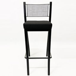Kit 2 Banquetas alta para cozinha Empilhável preta assento em linho cor preto - Poltronas do Sul - 2