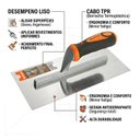 Ver imagem 3 de Desempenadeira Inox com Cabo Ergonômico Reboco Argamassa Gesso Construção