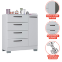 Ver imagem 6 de Cômoda 1 Porta e 4 Gavetas Organizador de Roupas Sapato Quarto - Branco
