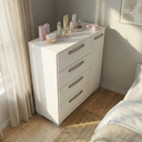 Ver imagem 2 de Cômoda 1 Porta e 4 Gavetas Organizador de Roupas Sapato Quarto - Branco