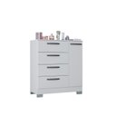 Ver imagem 4 de Cômoda 1 Porta e 4 Gavetas Organizador de Roupas Sapato Quarto - Branco