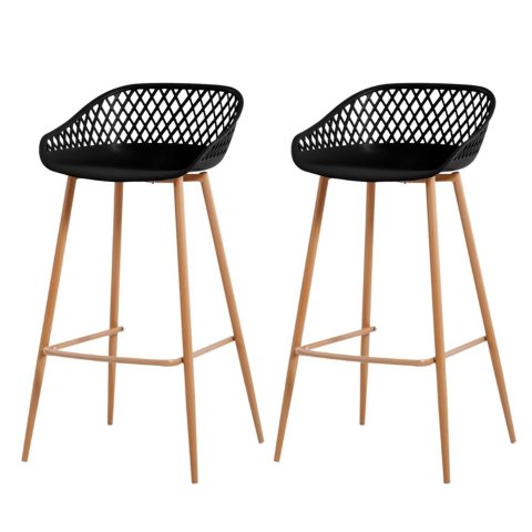 Kit 2 Banquetas Mônaco Clarice Alta Fratini 96 Cm (altura) em Polipropileno Preto Base em Aço