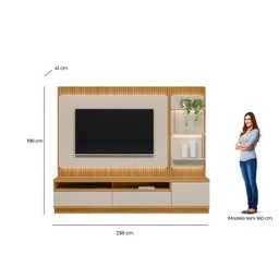 Rack com Painel para TV até 70 Polegadas com Ripado e LED 238cm São Paulo - 3