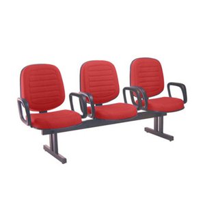 Cadeira em Longarina com 03 Lugares Linha Blenda Vermelho