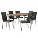 Ver imagem 5 de Conjunto: Mesa Sala Jantar Reno C/ Tampo de Madeira 160cm e 6 Cadeiras Amsterdã Cromada/nude 16 -