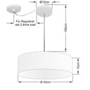Ver imagem 2 de Lustre Pendente Cilíndrico Com Desvio de Centro Vivare Md-4255 Cúpula em Tecido 40x15cm - Bivolt - P