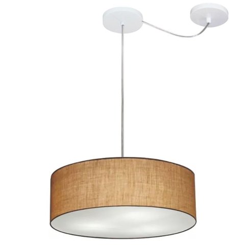 Lustre Pendente Cilíndrico Com Desvio de Centro Vivare Md-4255 Cúpula em Tecido 40x15cm - Bivolt - P