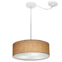 Ver imagem 1 de Lustre Pendente Cilíndrico Com Desvio de Centro Vivare Md-4255 Cúpula em Tecido 40x15cm - Bivolt - P