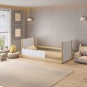 Ver imagem 1 de Cama Reversível Montessoriano com Cerquinha Dupla New Garden Casatema MadeiraOriginals Marrom/Branco