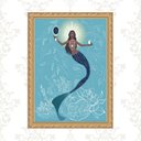 Ver imagem 1 de Quadro Moldura Dourada Iemanjá Sereia 24x18cm:com Vidro