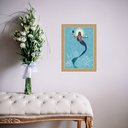 Ver imagem 2 de Quadro Moldura Dourada Iemanjá Sereia 24x18cm:com Vidro