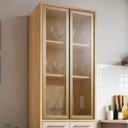 Ver mais imagens de Paneleiro de Cozinha com 4 Portas e Vidro Reflecta Nobre Bege/Cinamomo/Off White