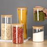 Conjunto 5 Potes em Vidro Redondo e Tampa Hermética Bambu - 7