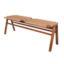 Ver imagem 4 de Banco Madeira Maciça Hanna com Assento em Fibra Natural Trançada À Mão 2 Lugares Pinhão