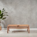 Ver mais imagens de Banco Madeira Maciça Hanna com Assento em Fibra Natural Trançada À Mão 2 Lugares Pinhão