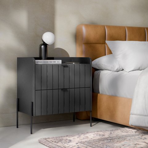 Mesa de Cabeceira Industrial Grafite para Cama Moriah 60cm:preto/grafite