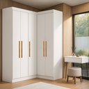 Ver imagem 5 de Guarda-Roupa Modulação 2 Canto com Puxadores MDF Paris Branco