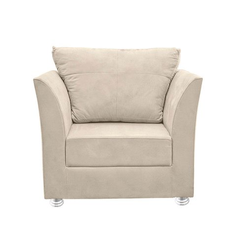 Poltrona Decorativa para Sala e Quarto Lisboa Suede Bege