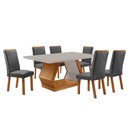 Ver imagem 1 de Mesa de Jantar Alvorada 180cm Tampo Mdf Vidro Canto Copo com 6 Cadeiras Lira