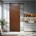 Ver imagem 2 de Porta de Madeira Celeiro Sobrepor 210x90cm Melamínica MDF Ultra MGM Ipê
