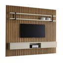 Ver imagem 2 de Painel Ripado para Tv 280cm com Prateleira e Nicho 100% Mdf Cor:louro e Luna com Preto