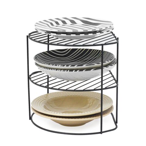 Organizador de Pratos Prateleira para Armário Preto Fosco