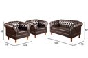 Ver imagem 3 de Conjunto Sofá Chesterfield Lugares 2 Poltronas Dom Pedro Marrom