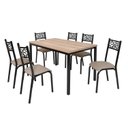 Ver imagem 3 de Conjunto Jade Flex 1,36m Tampo Laminado com 6 Cadeiras Marrom/Preto Fosco/Bege/Carvalho