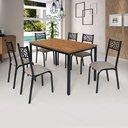 Ver imagem 1 de Conjunto Jade Flex 1,36m Tampo Laminado com 6 Cadeiras Marrom/Preto Fosco/Bege/Amendoa