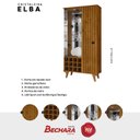 Ver imagem 5 de Cristaleira Elba Ripado Real Portas de Vidro Pés de Madeira Maciça 12 Nichos Garrafeiros Marrom/Marromle